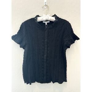 BALTIC BORN | Black Lace Romantic Button Front Blouse Top NWT | Size Large